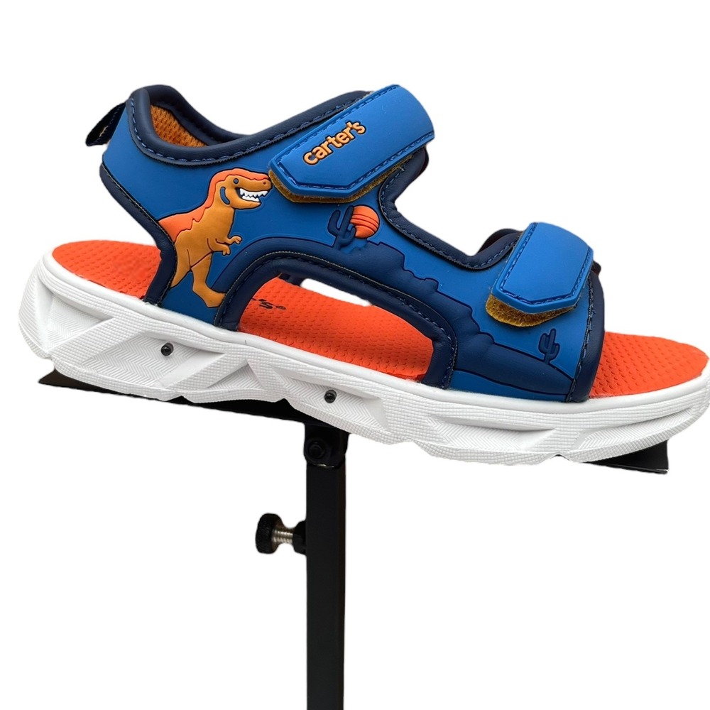 Carter's Little Boys Open Toe Sandals Size 12 Blue Orange Light-up Adjustable - Picture 2 of 11